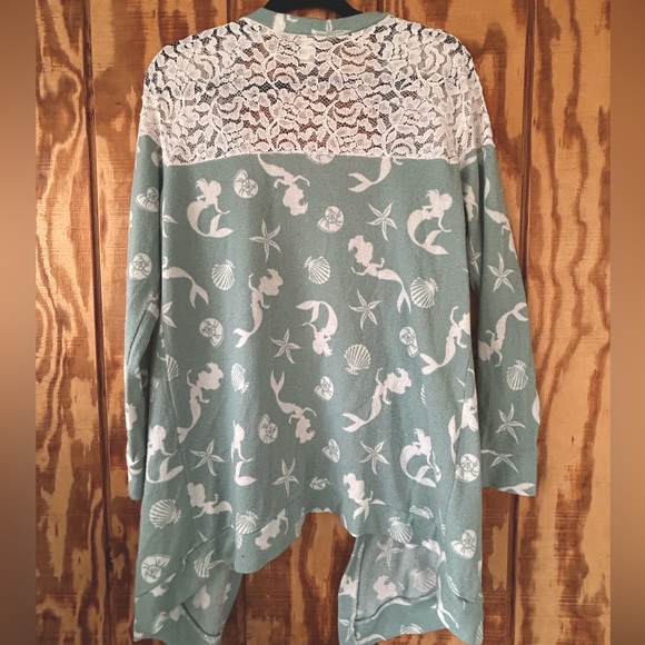 Disney Little Mermaid Sweater Cardigan Ariel Medium Hot Topic with Lace Accents - Picture 2 of 8
